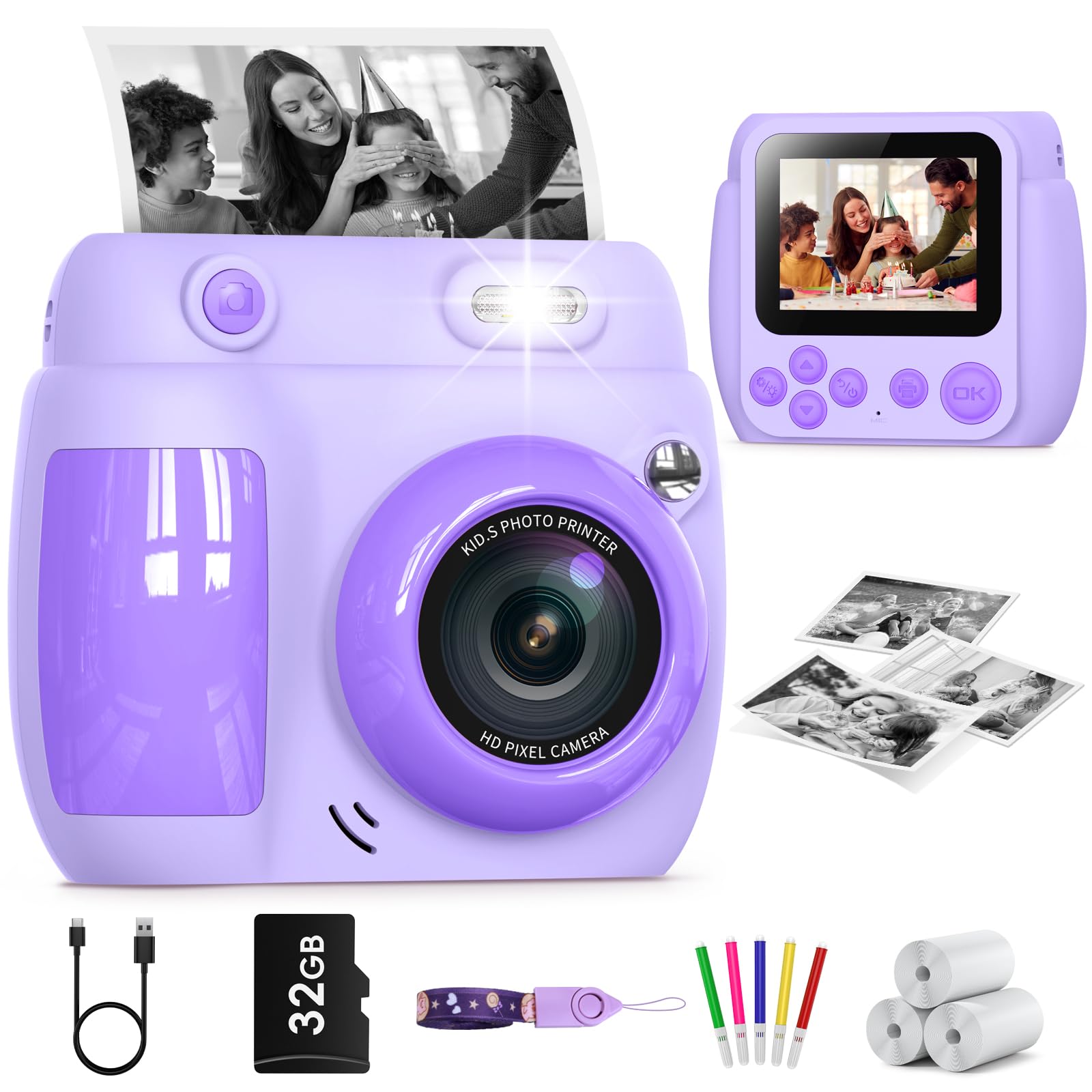 Gofunly Kids Instant Print Camera H6 in purple