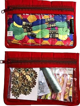 Yazzii Sewing Notions Pouch Set 2PC - Portable - Sewing Supplies Organizer for Thread Spools, Needles, Beads, Embroidery Floss, Fabric Pieces & More!-Royal Blue