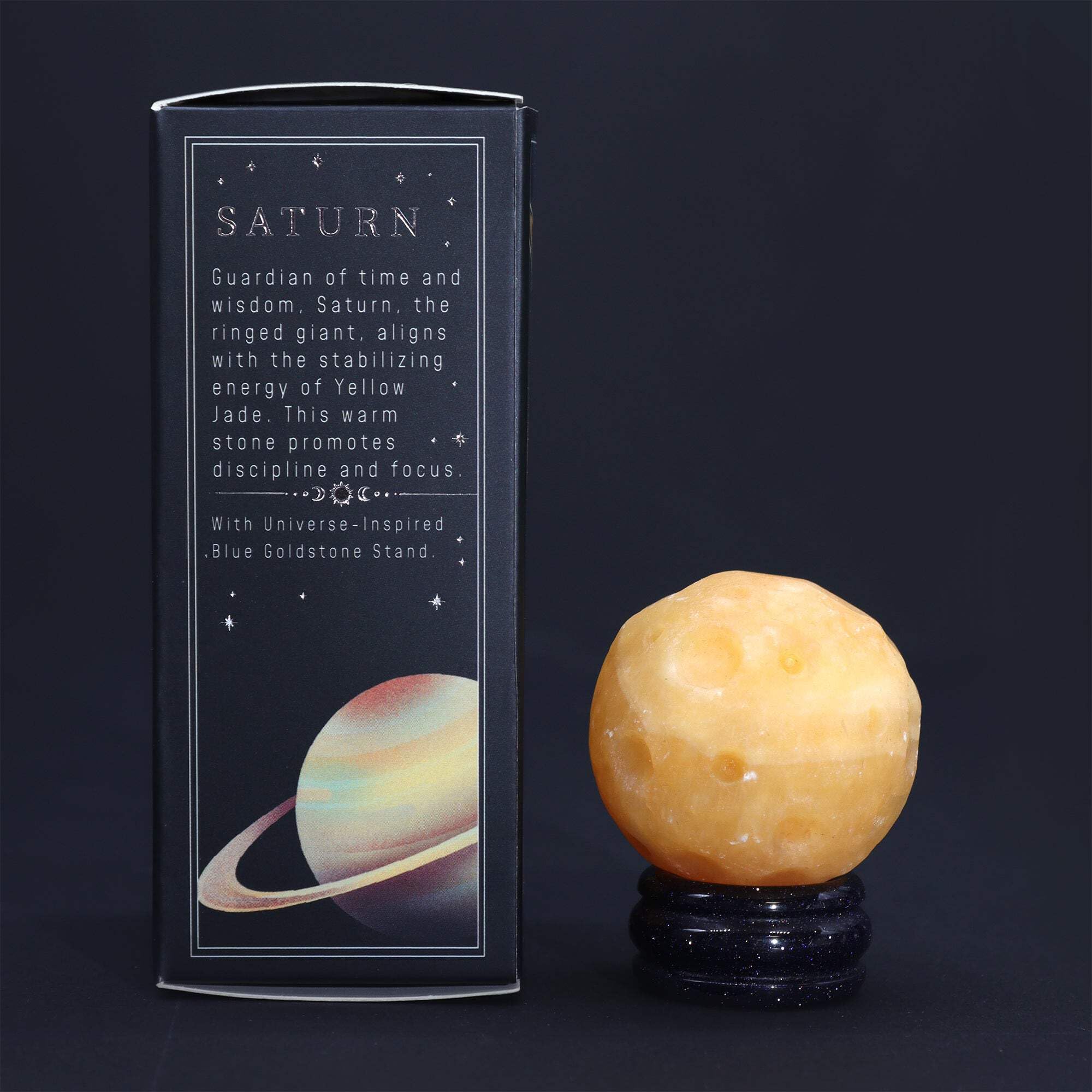 Yellow Gemstone Planets On A Goldstone Stand Jade Planet On A Sola Goldstone Stand Saturn