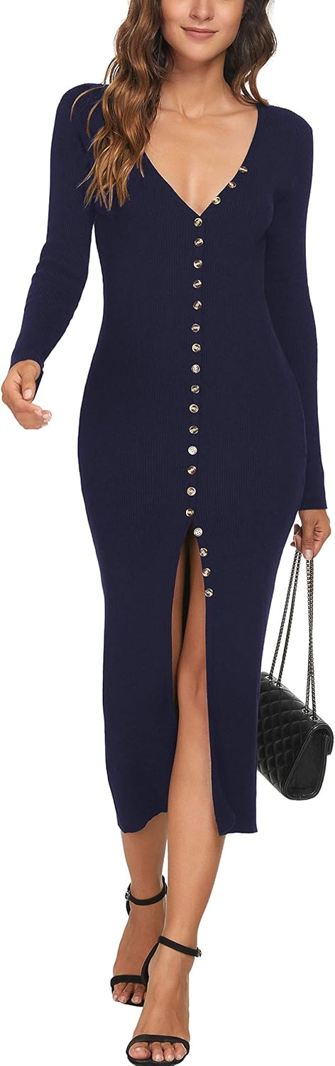Long button down sweater dress Clearance