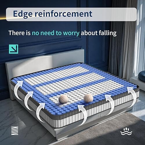 Miniatura 6 de Colchón mixto de espuma viscoelástica y resortes, dureza media, aislamiento deportivo, soporte de borde, suave al tacto, fresco y cómodo, colchón