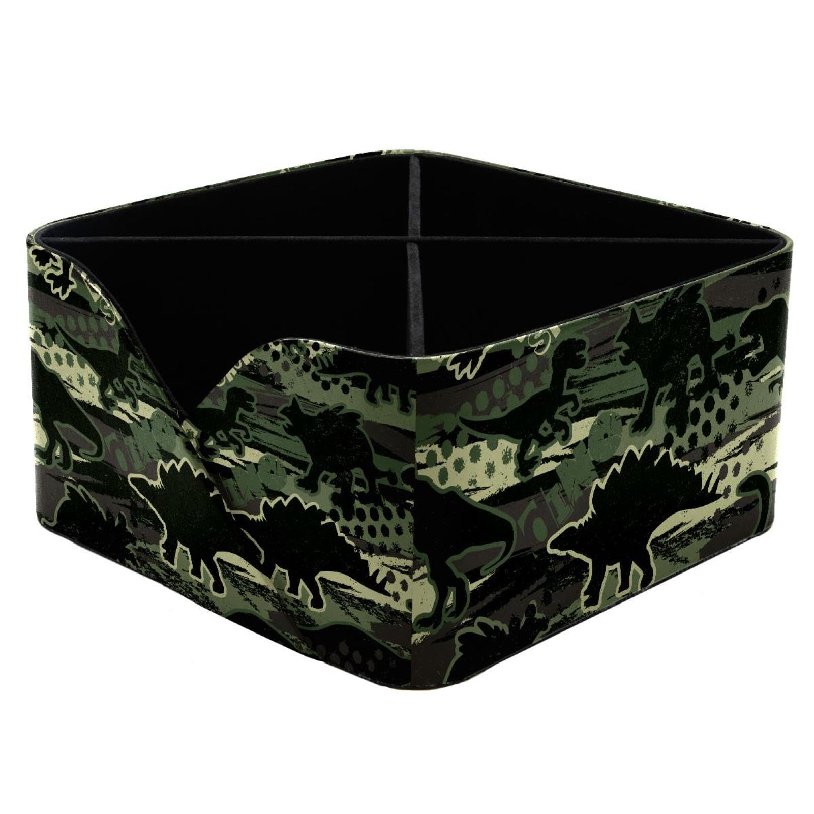 KengjuTesu Original Dinosaur Camouflage Dino Pattern Desktop Organizer Pen Holder, Rectangular Pencil Cup for Office, Study and Makeup Stations