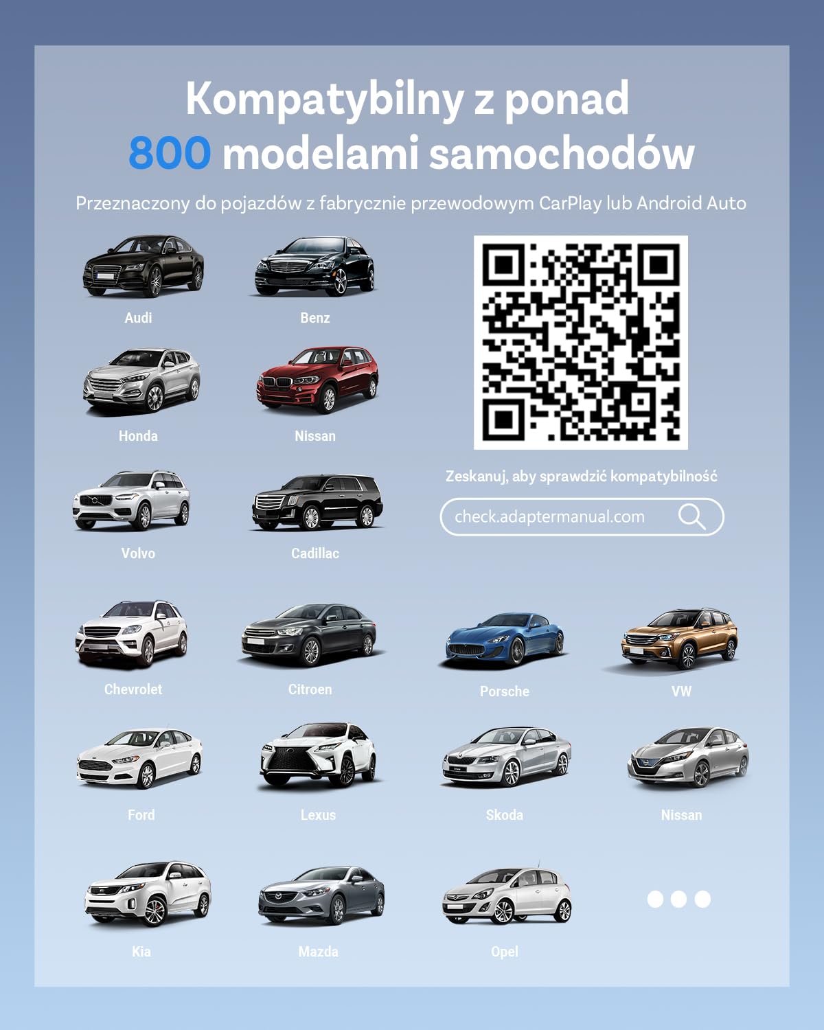 Ottocast Mini Edge 2025 ulepszony, bezprzewodowy adapter CarPlay & Android Auto 2 w 1 dla iOS 10+ i Android 11+, obsługa wielu użytkowników, zamienia przewodowe CarPlay/Android Auto na bezprzewodowe