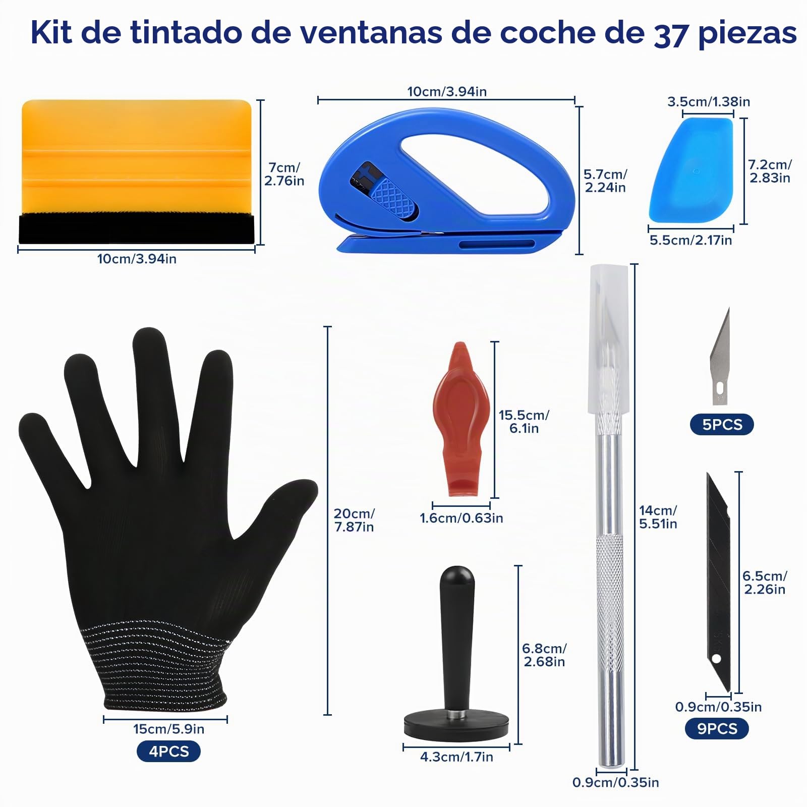 37 Piezas Kit Vinilo Para Coche de 12 Tipos de Espatula Vinilo, Kit Herramientas Coche Vinilo, DIY Espátula Para Vinilo Kit, Kit Vinilo Cristal Coche, para Aplicar Película de Ventana