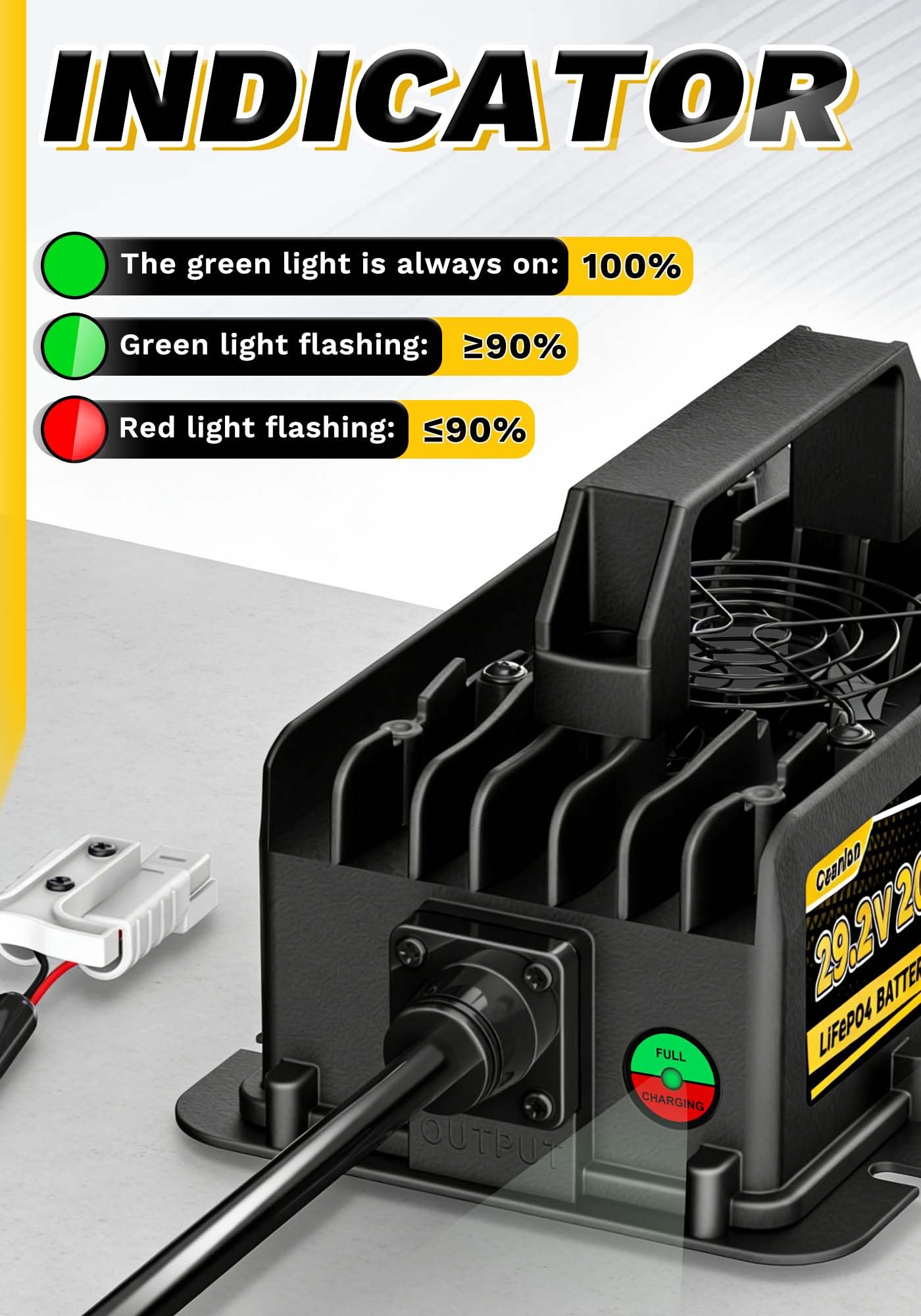 Caricabatterie Litio 29,2V 20A per Batterie LiFePO4 da 24V/25,6V, Impermeabile IP67 per Camper, Barca, Solare