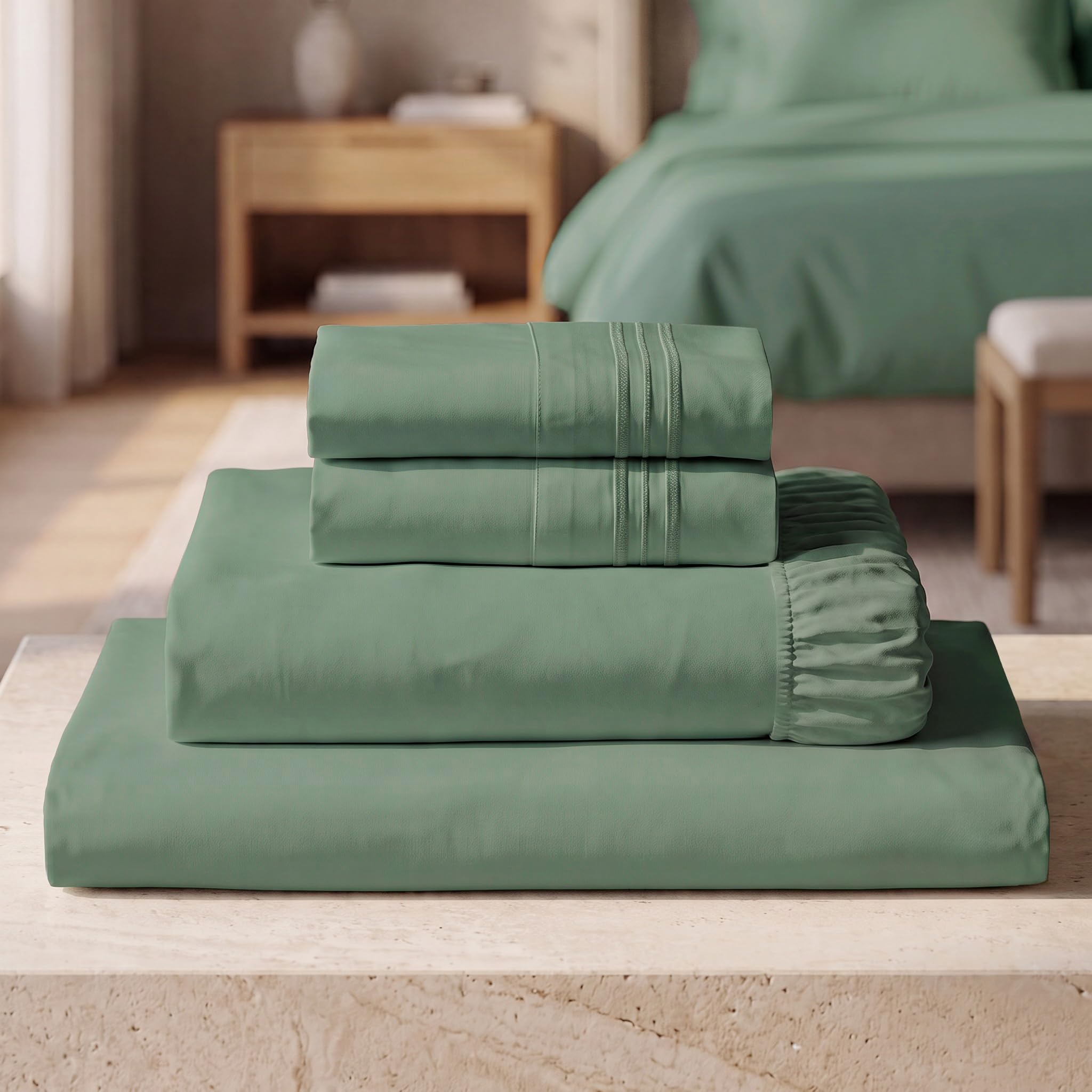 Mellanni Iconic 4-Piece, Ultra Soft Sheet Set (Queen, Sage)
