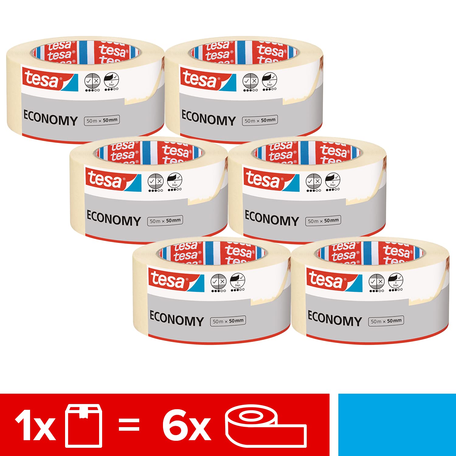 Tesa Masking Tape Universal EcoLogo - Painters Tape, 4 Days Residue-Free Removal