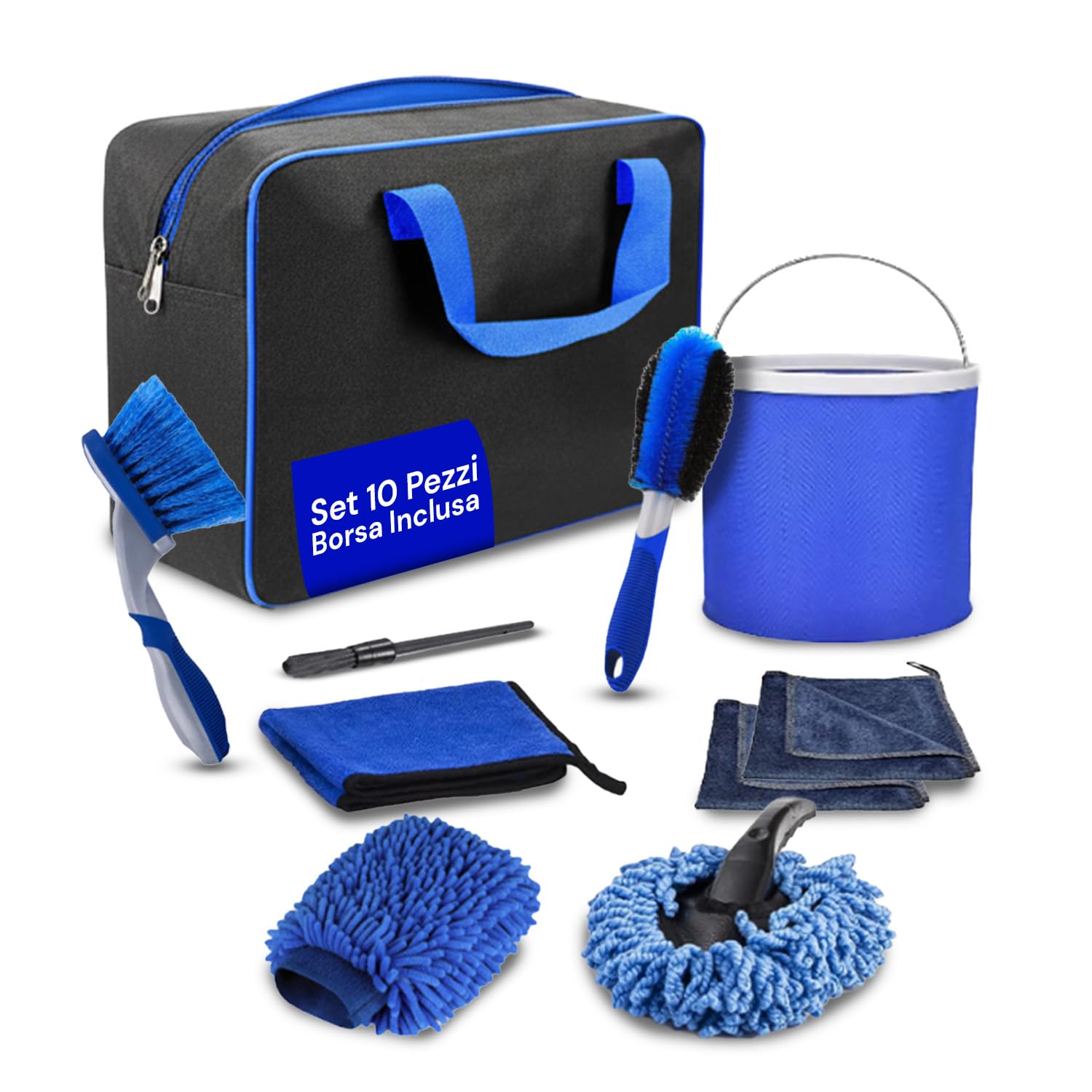 Kit per lavaggio auto, 157,5 cm, spazzola per lavaggio auto con manico lungo, asta in acciaio inox, kit di lavaggio auto, kit di pulizia auto, kit per camper, auto, SUV, camion e