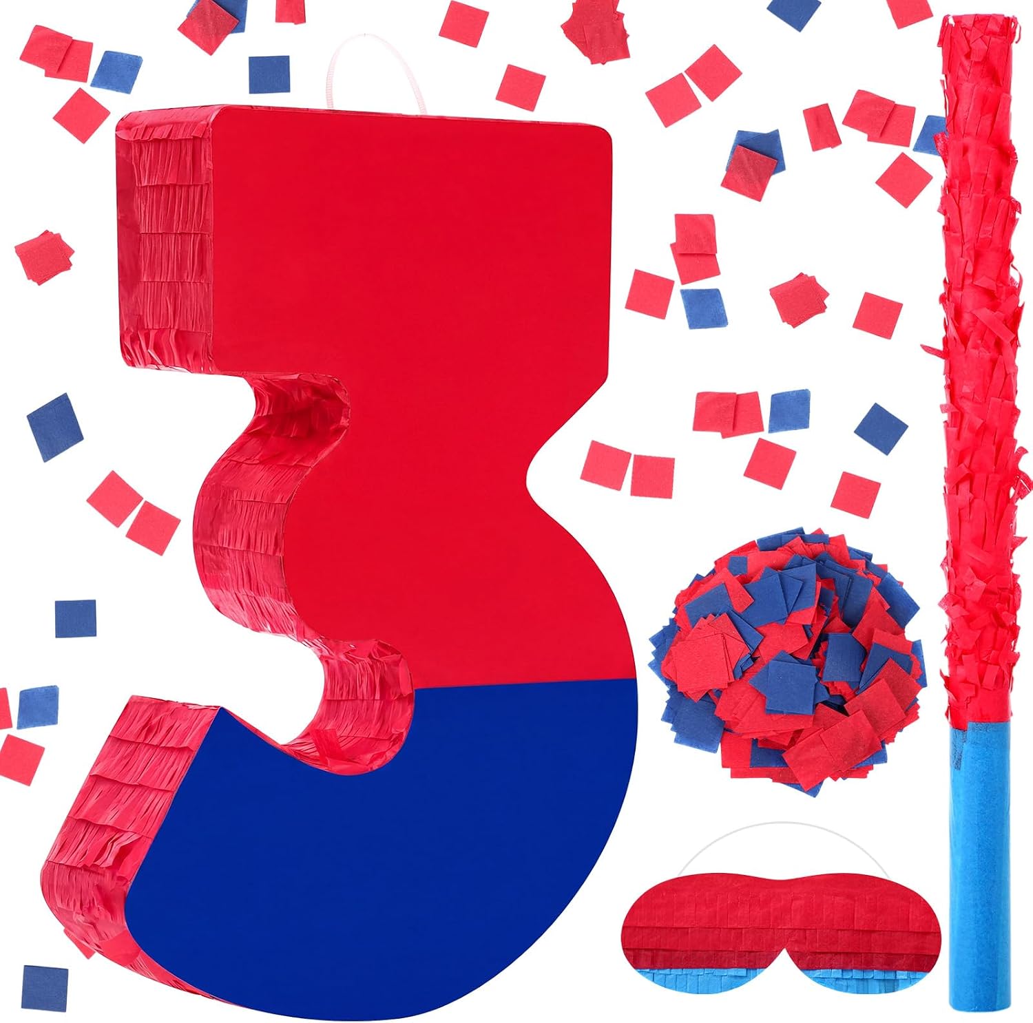 Simgoing Number 2 Spider Web Pinata for Kid Birthday Party Decor, Red Blue image 3