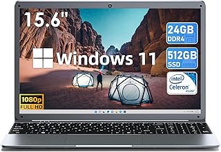 SGIN Windows 11 15.6 Inch Laptop, 24GB DDR4 512GB SSD Laptops Computer with Intel Celeron N5095 Processor(Up to 2.9GHz), FHD 1920x1080, Dual Band WiFi, Webcam, Mini HDMI, USB 3.0, Bluetooth 4.2