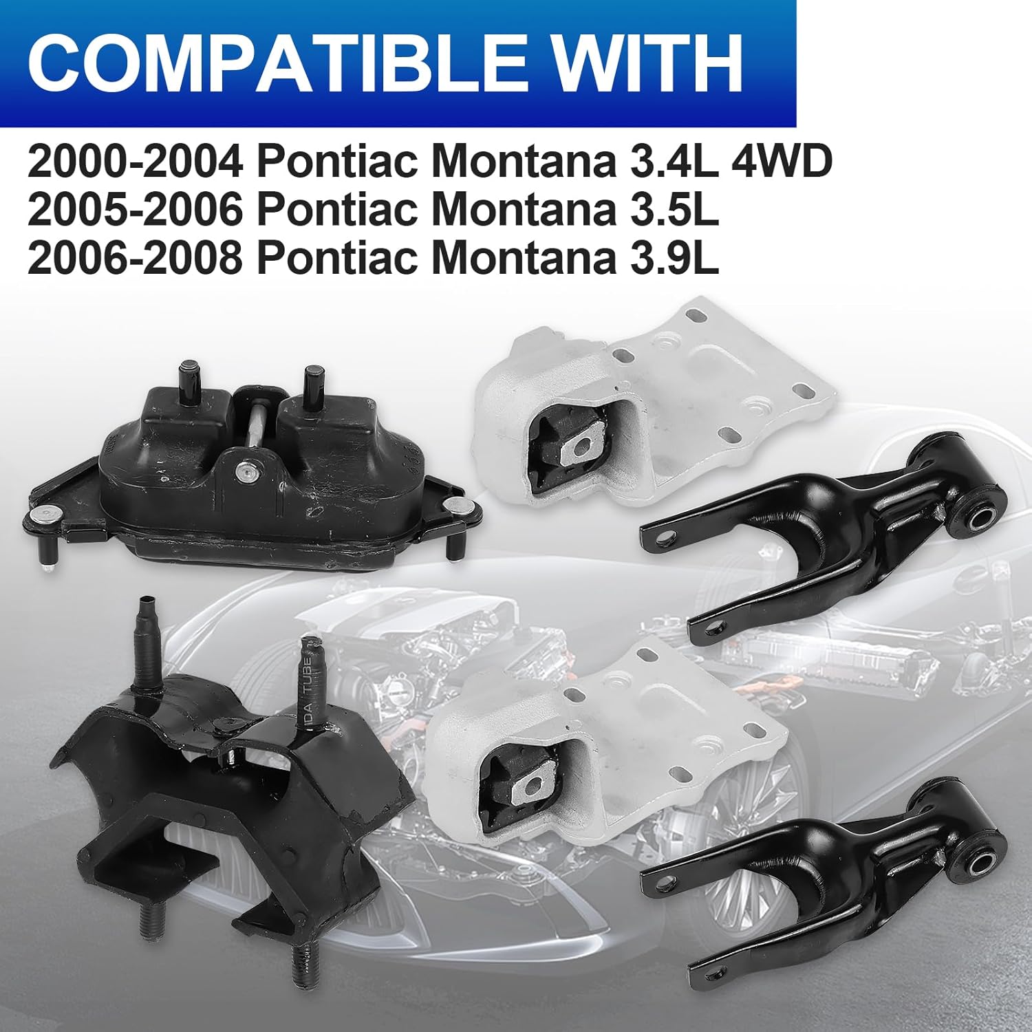 Engine Motor Mounts Set - Compatible with Chevy Uplander Venture & Buick Terraza & Saturn Relay, Replace# A2818 A2899 A2899 A2900 A2900 A2906, Set of 6