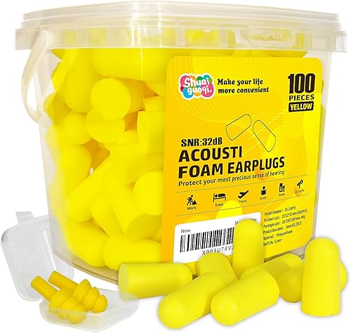 Tapones para los oídos de espuma con cancelación de ruido de 32 db, tapones para los oídos de rebote lento súper suaves desechables o repetitivos,