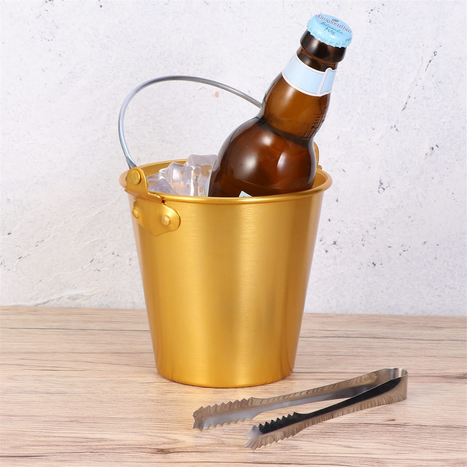 TOMYEUS Eiskübel 1,25L Aluminiumlegierungsleiste EIS Eimer Eiswürfel Container Champagner Eimer Wein Bierkühler mit Eiszangen KTV Clubbar-Lieferungen. Weinkühler & Sektkühler (Color : C)