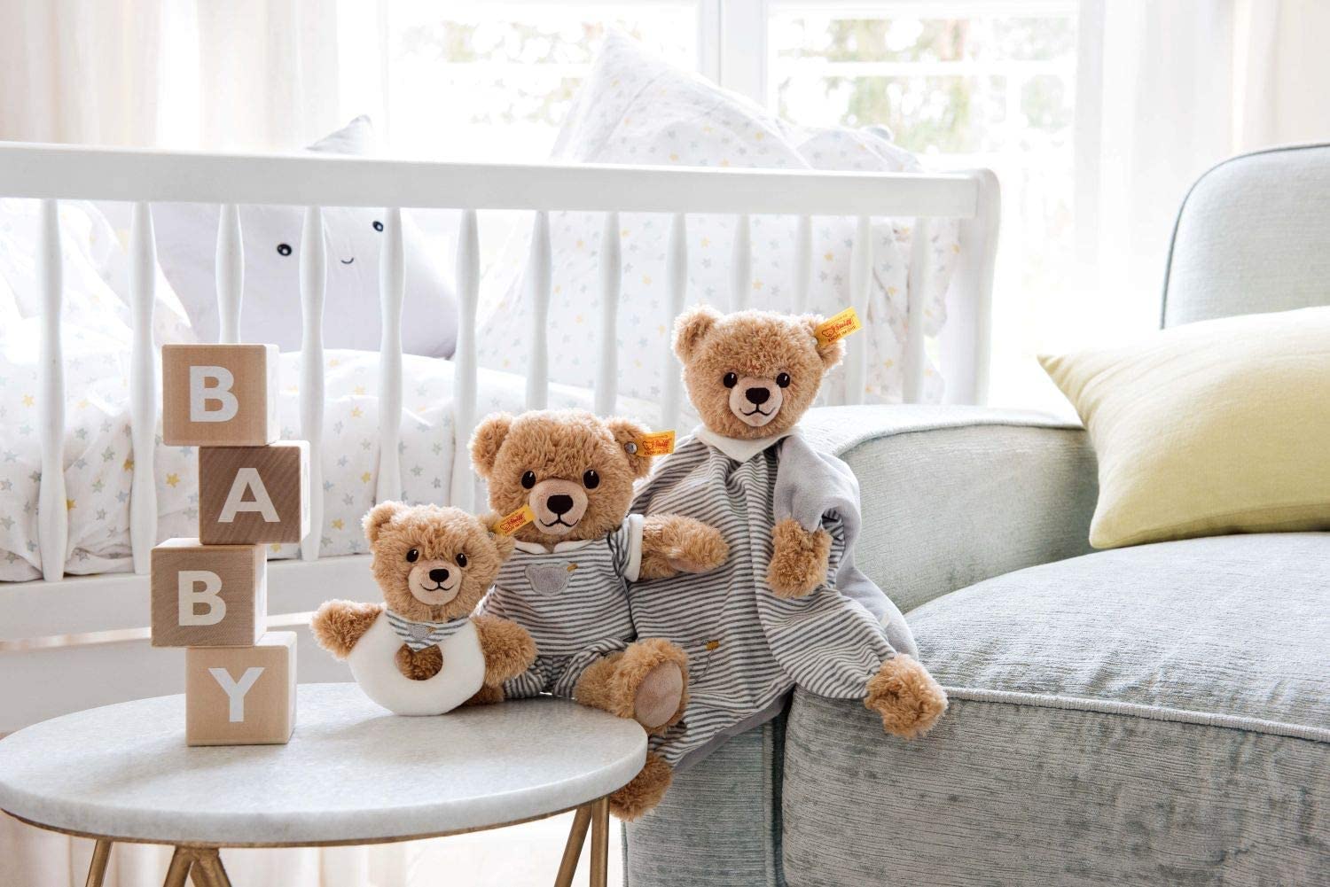 Steiff Kuscheltier Bär mit Namen Bestickt - Schlaf-Gut-Bären, Niedliches Plüschtier Stofftier, Schmusetier Geschenk zur Geburt, Weihnachten, Geburtstag