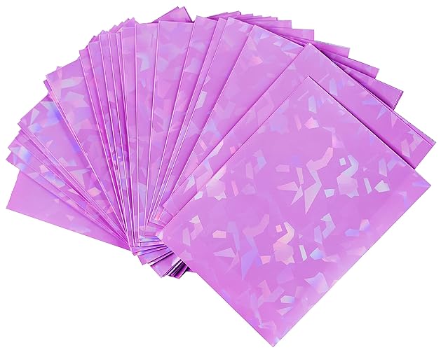 Premium Preferred Protection 100 Pink Holographic Card Sleeves Perfect Fit Shiny Trading Card Sleeves Standard Size Pokemon Sleeves | Fits Metazoo, Magic The Gathering, Pokemon, Dragon Ball Super - Holographic Perfect Fit Sleeves - Pink