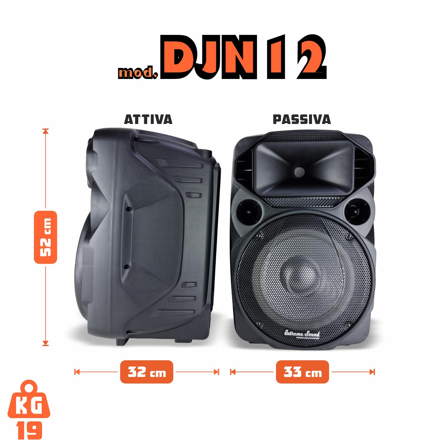 Extreme Sound Coppia Casse Audio Attiva e Passiva DJN 12 con coppia Microfoni Wireless,Bluetooth, 2000W Potenza Musicale - Perfette per Karaoke, Feste ed Eventi - Altoparlanti da 31 Cm, luci led