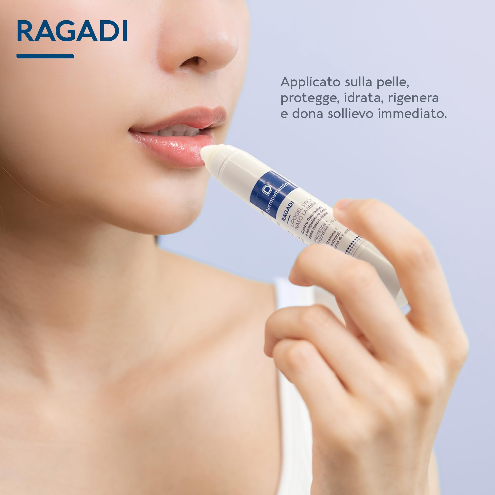 Dermovitamina Ragadi Naso Labbra - Stick per Labbra e Naso Screpolato - Stick Lipogel Rigenerante - Aroma Vaniglia - Senza Conservanti - Lim Balm da 3 ml