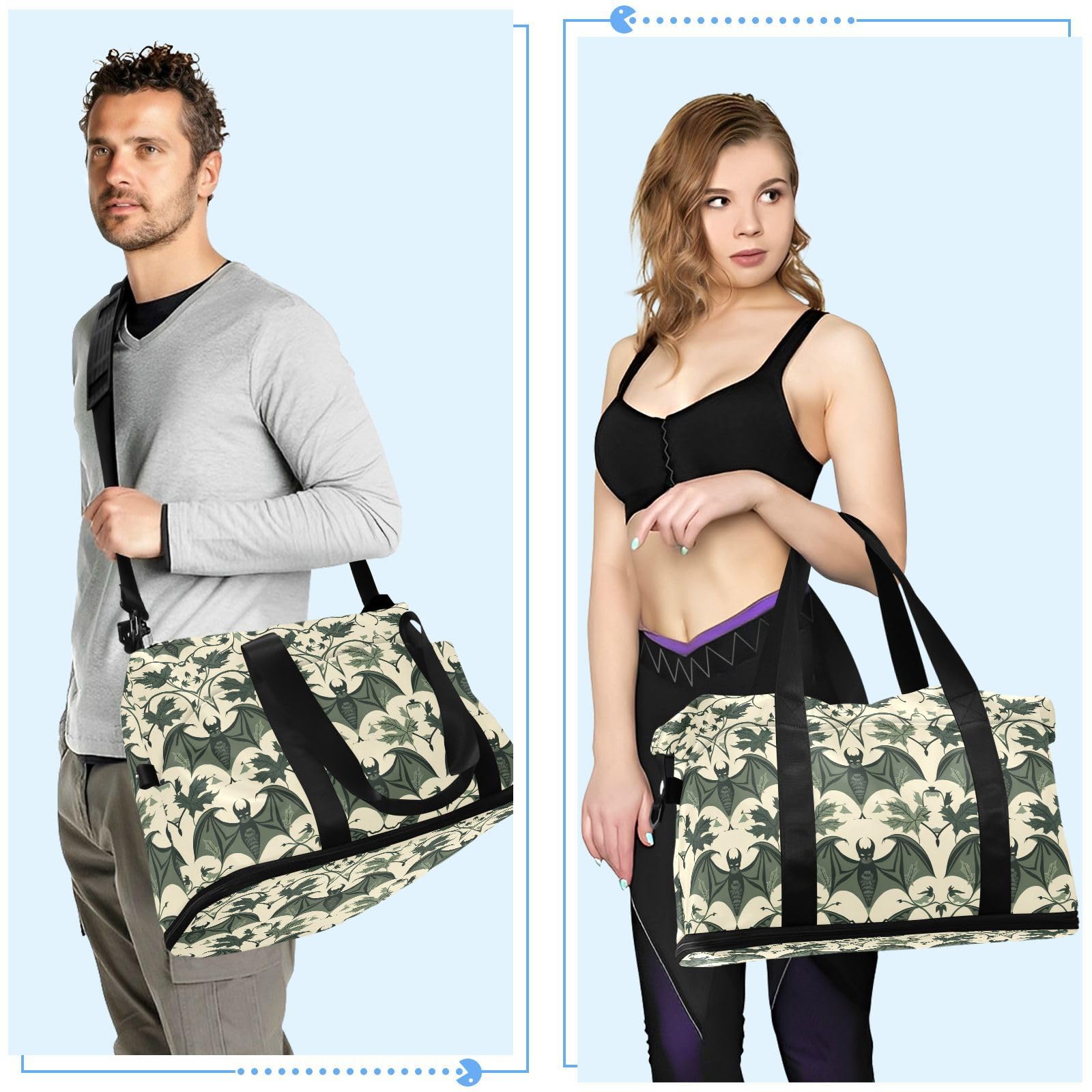 William Morris Sac de voyage imperméable avec poche humide et sangle réglable pour la randonnée Vert