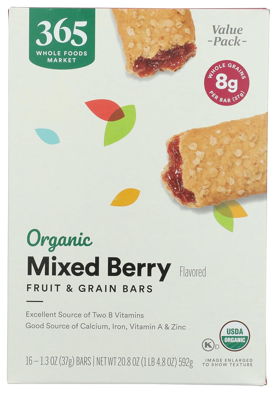 365 by Whole Foods Market, Organic Mixed Berry Fruit and Grain Bars, 20.8 Ounce, 16 Count