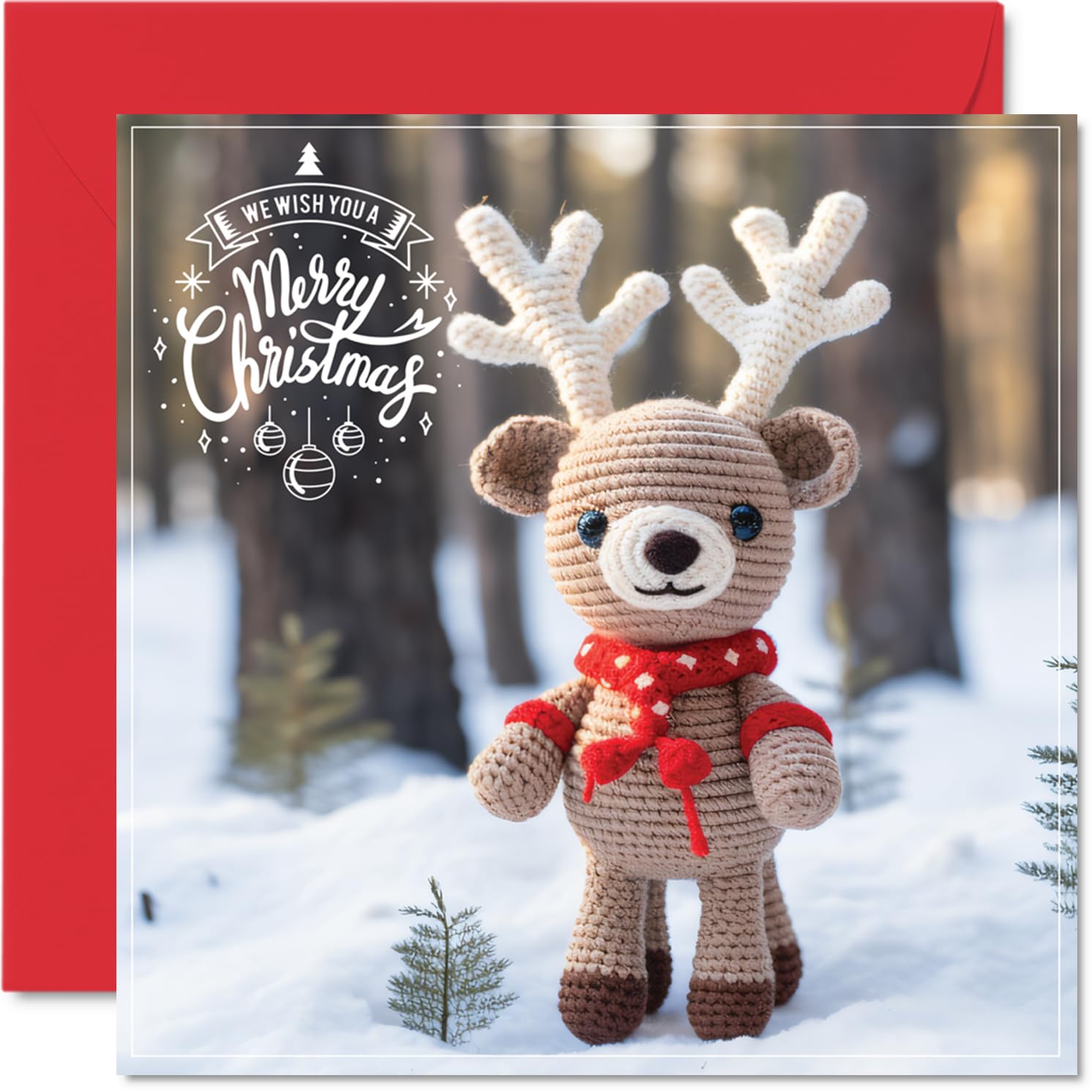 Christmas Cards for Women Men - Cute Reindeer - Merry Xmas Christmas Card Sister Brother Cousin Uncle Auntie Mum Dad Nan Grandad, 145mm Single Greeting Cards Gift