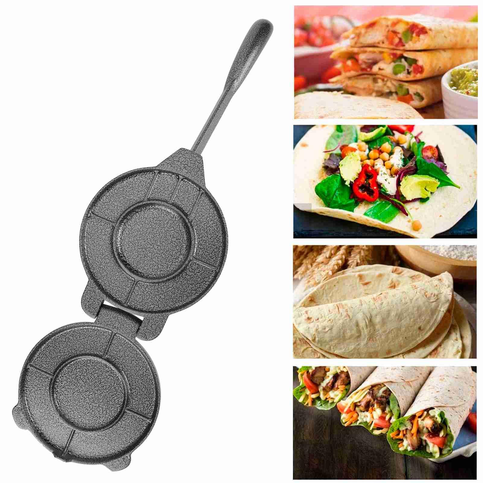 Prensa de tortilla de aleación de aluminio de 6.5 pulgadas para tortillas caseras, tacos, rodillos de pizza y más, antiadherente