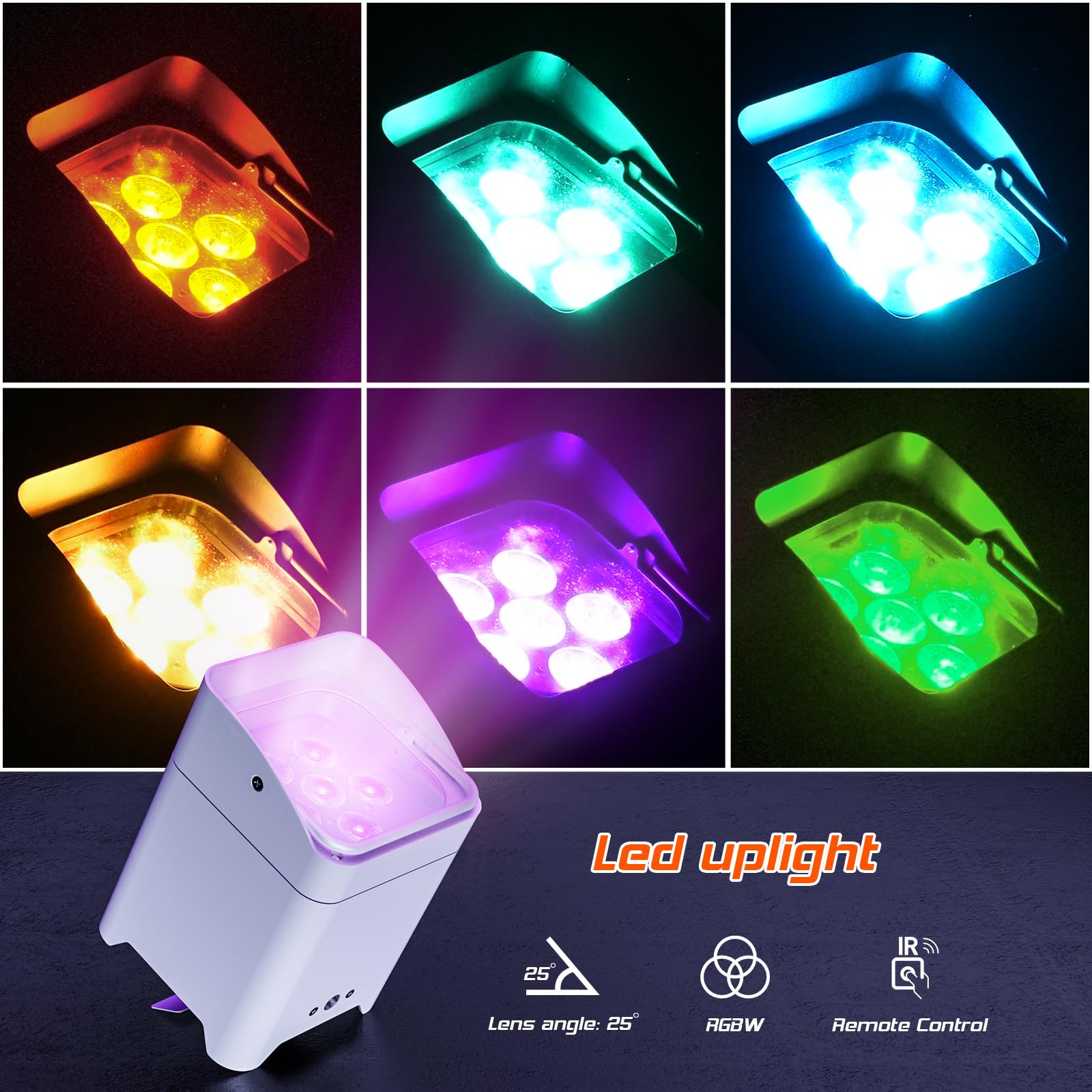 108W Akku LED Par Scheinwerfer Strahler Wiederaufladbarer RGBWA+UV Uplight Outdoor mit Fernbedienung/DMX/APP(IOS und Android) Disco licht für DJ party Bar Hochzeit Geburtstag- Weiss