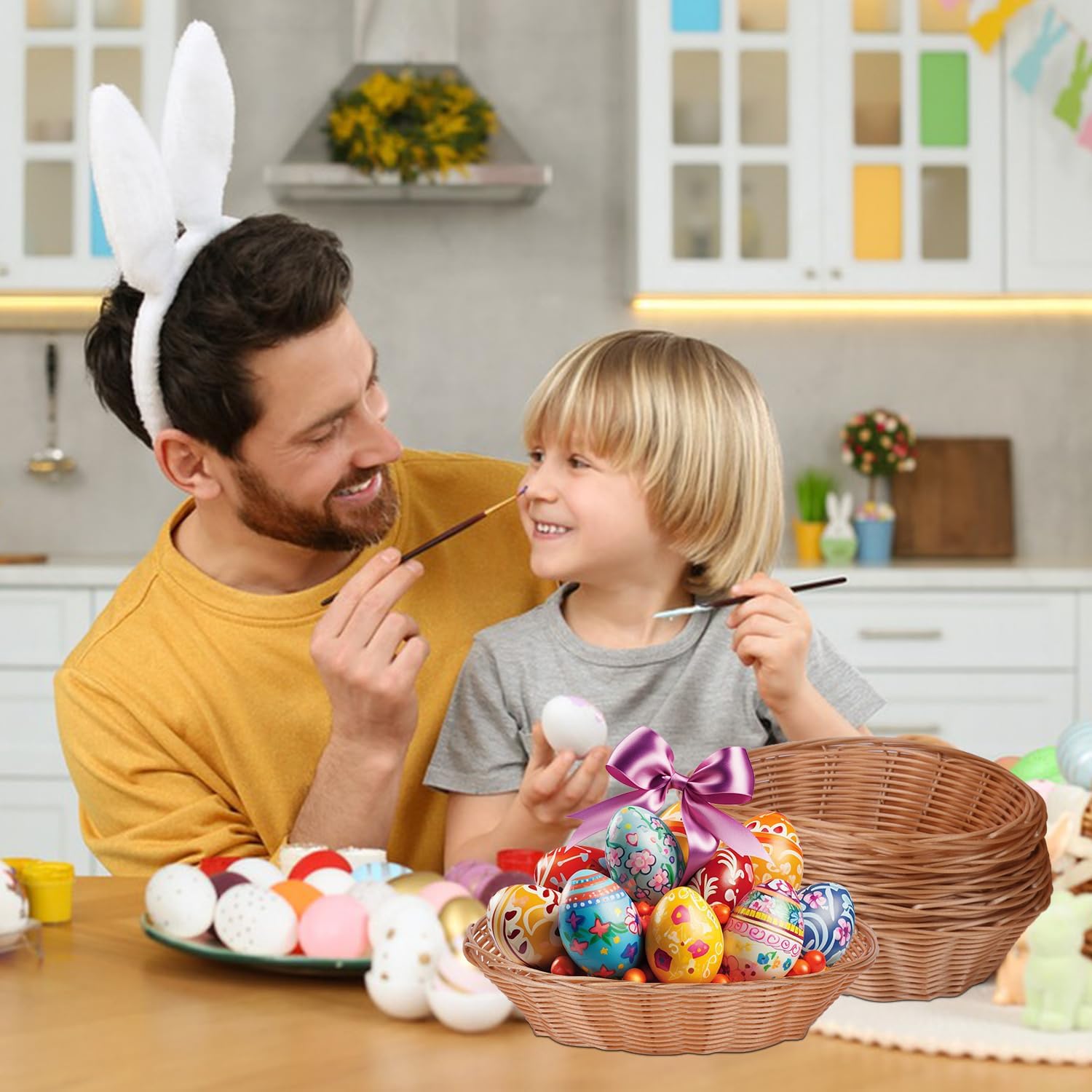 23パック 9インチ オーバルウィッカーブレッドバスケット、織物サービングバスケット、枝編みフルーツバスケット、織物食品収納バスケッ