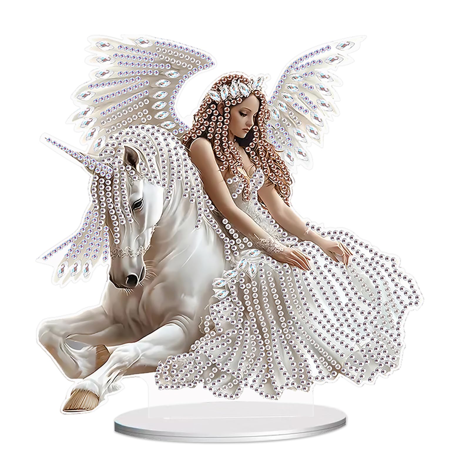 JISHSHAY Diamond Art Desk Ornaments Diamond Painting Desktop Decoration Gem Art Table Top Decorations Gem Painting Table Ornaments Mosaic Kits for Adults Desk Top with Special Shape Unicorn Angel