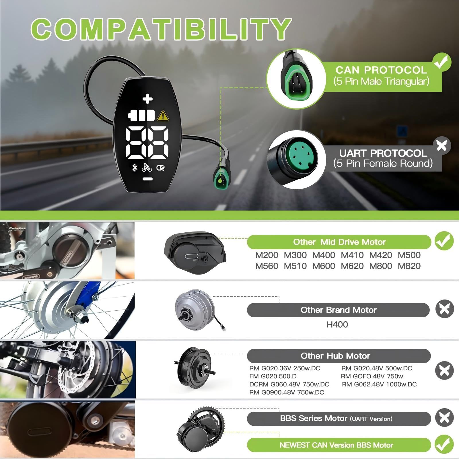 VD618 Display für Bafang Mittelmotor CAN Bus E-Bike Display kompatibel mit M625 M325 M225 M200 M400 M500 M600 M620 M420 M510 18 VD618 Display für Bafang Mittelmotor CAN Bus E-Bike Display kompatibel mit M625 M325 M225 M200 M400 M500 M600 M620 M420 M510 18
