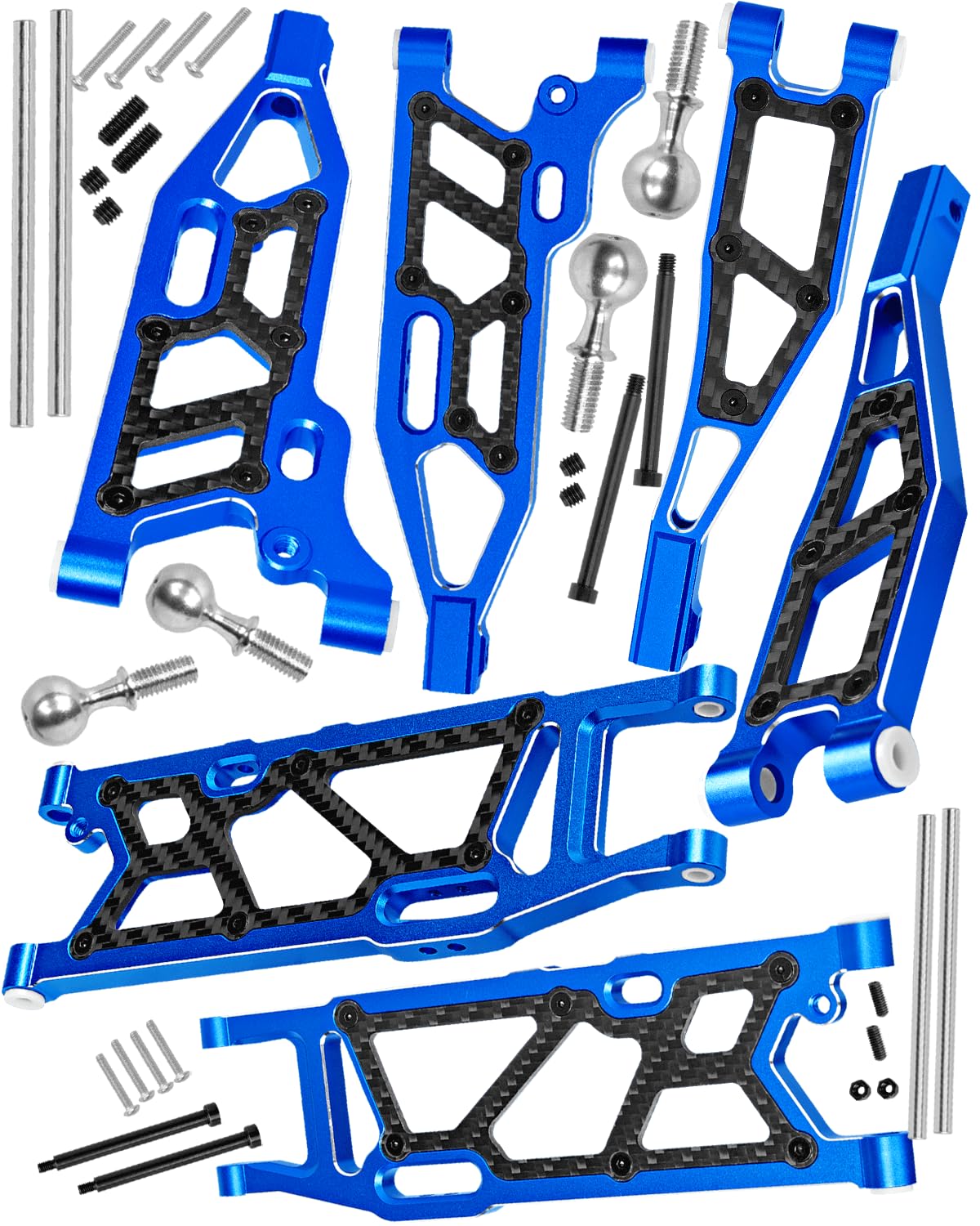 RCHuiWow RC Alloy Suspension Arms Upgrades Part for 1/8 Kraton 6S BLX,Outcast 6S BLX,Talion 6S BLX, Notorious 6S BLX,Aluminium Front Upper & Front Lower & Rear A Arms,6pcs w/Pivot Balls,Navy Blue