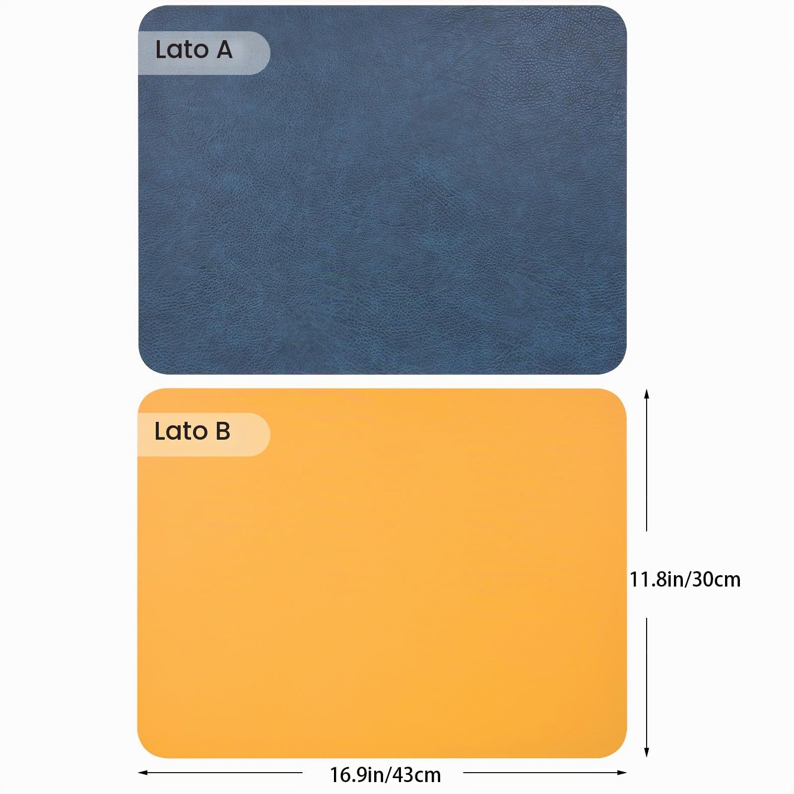 Tovagliette Americane Lavabili Set di 6 Tovagliette Colazione | Bifacciale Tovagliette Colazione Resistenti Tovaglietta Americana per Cucine Tavoli da Pranzo Uffici 43 × 30 CM Blu/ Giallo