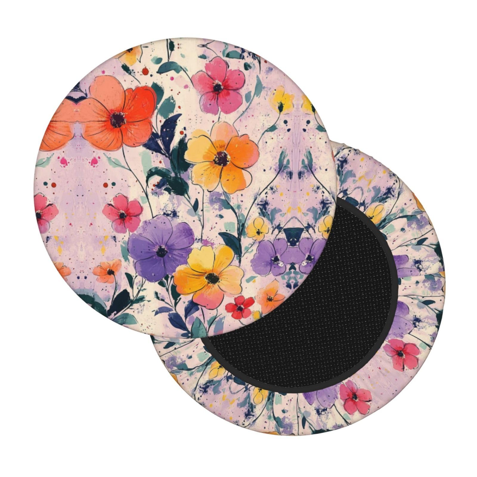 Boltpack Flowers Print Round Stool Chair Covers, Soft Washable Round Bar Stool Cushion Slipcover 30-35 Cm