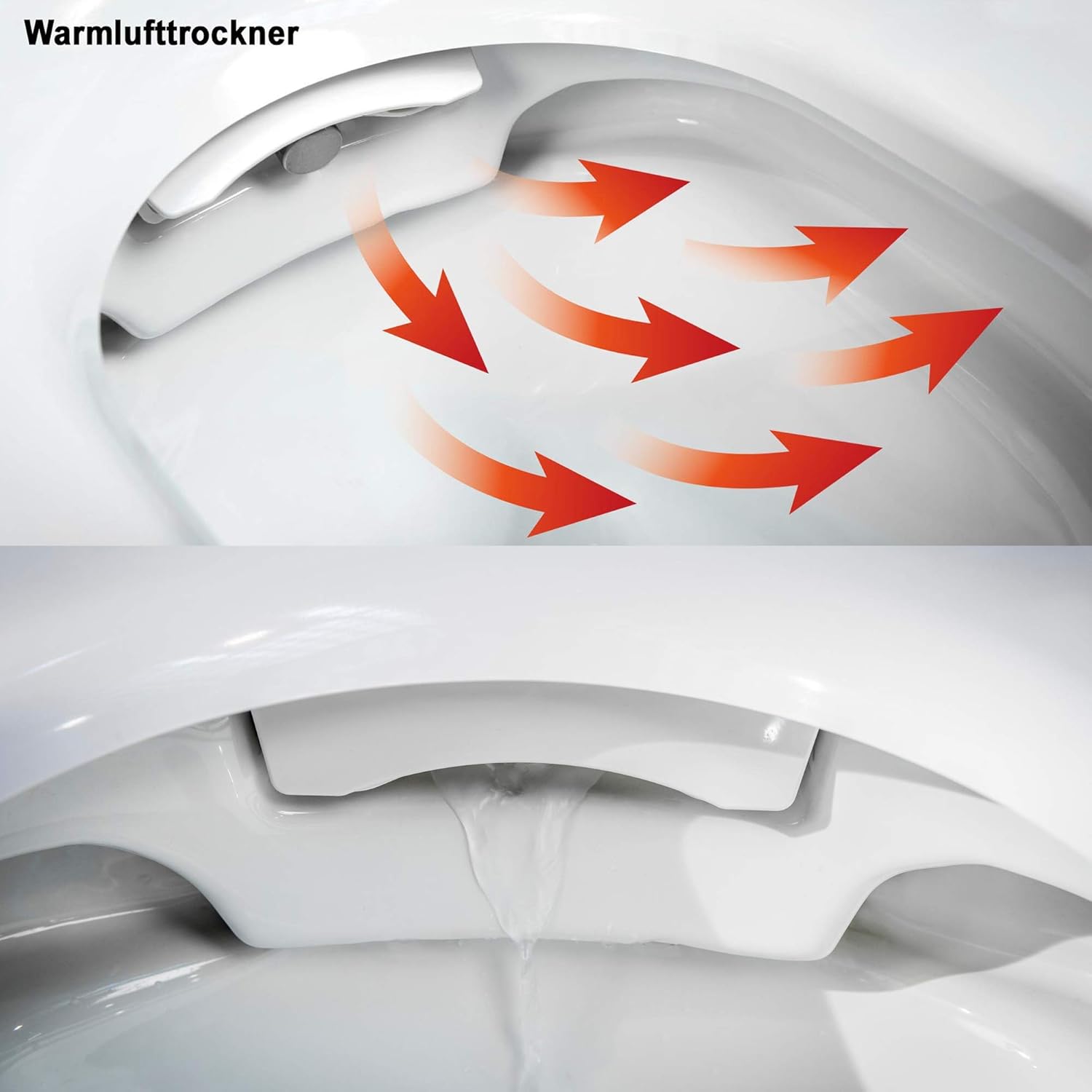 Diagram illustrating air circulation for odor absorption within the toilet bowl.