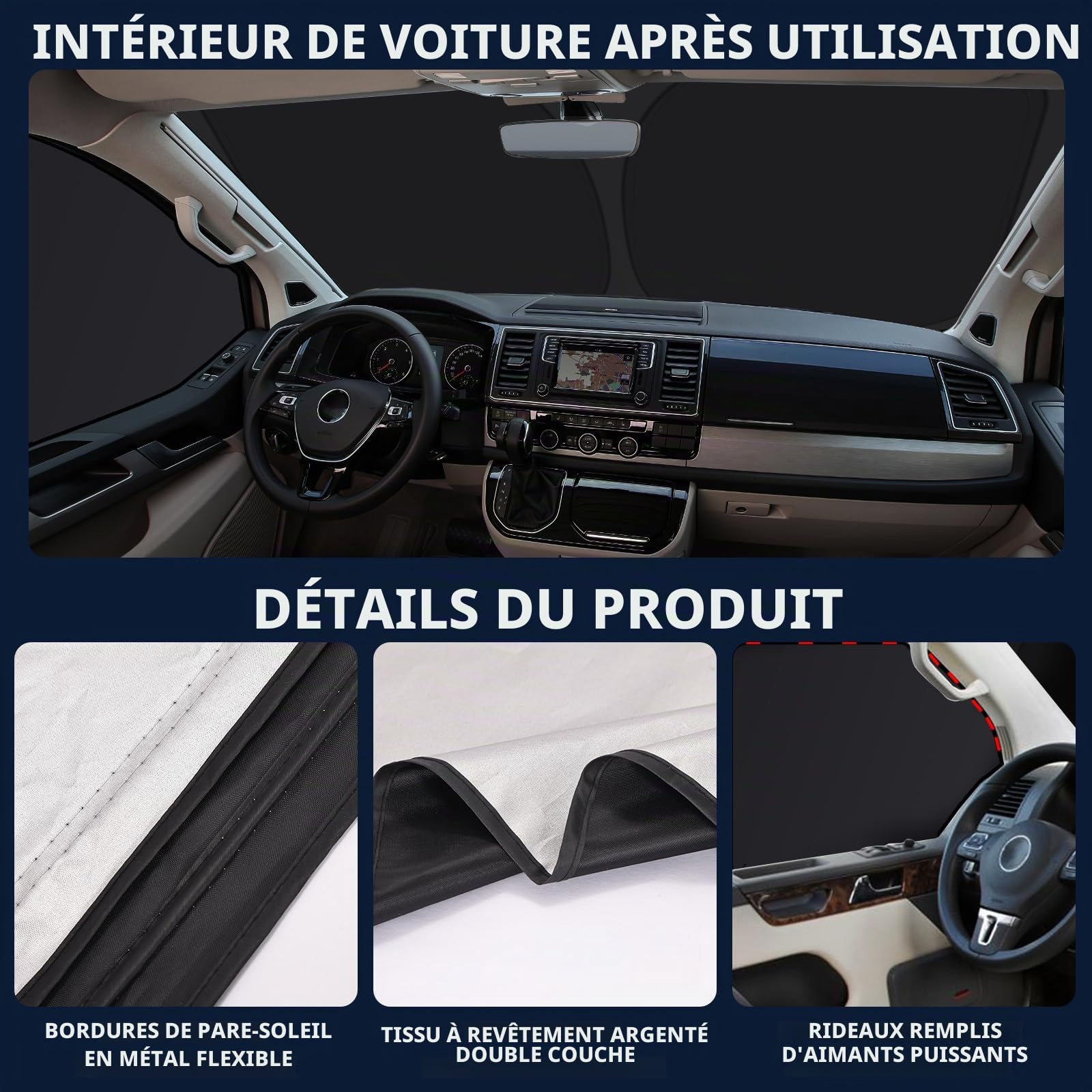 ZATOOTO Pare-Soleil pour VW T5 T6, pour Pare-Brise et Vitres Latérales