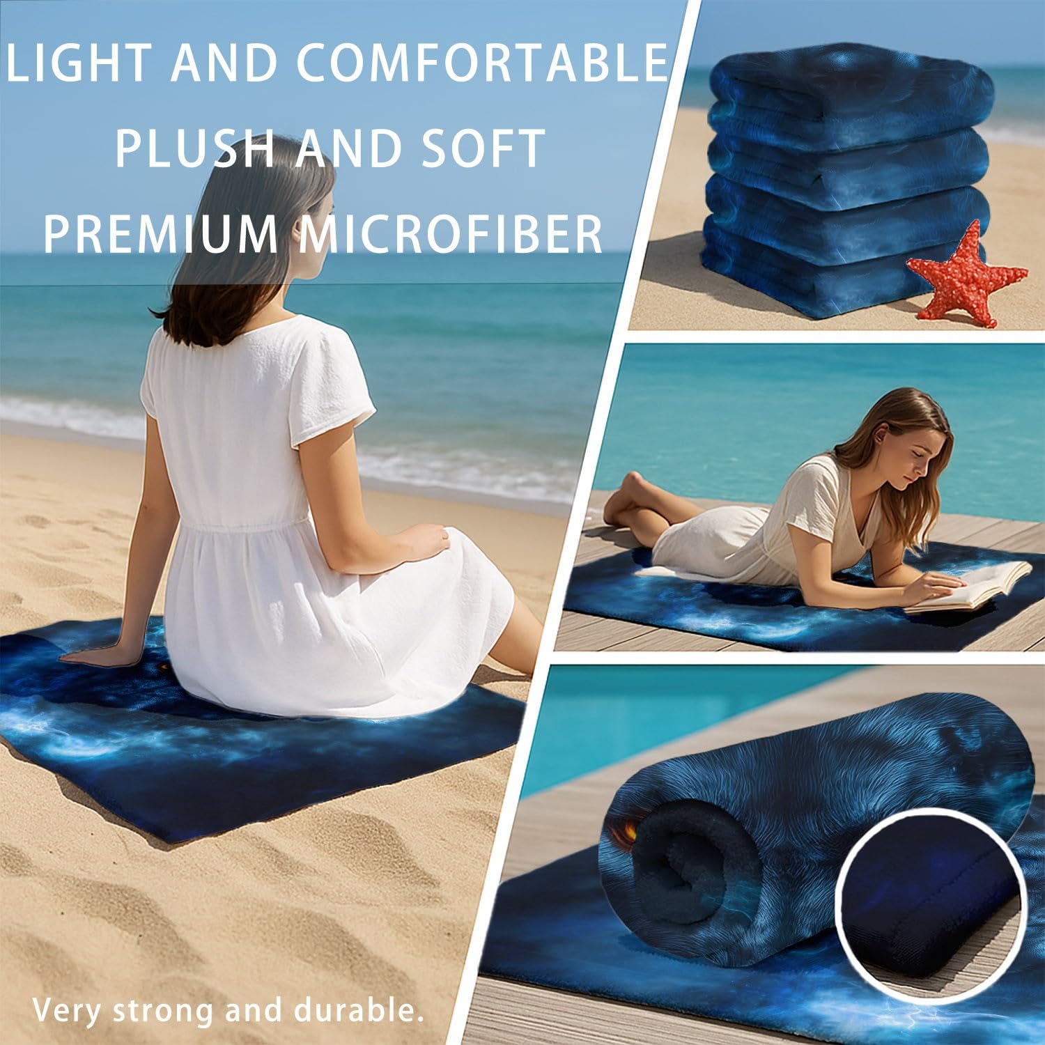 Ästhetisch, Romantisch, Einfach Strandtuch 230 x 210 cm - Strandtuch trandtuch Leichtdünn Weich Mond, Sternschnuppen, Sternenhimmel, Himmel,für Strand, Pool, Yoga, Picknick