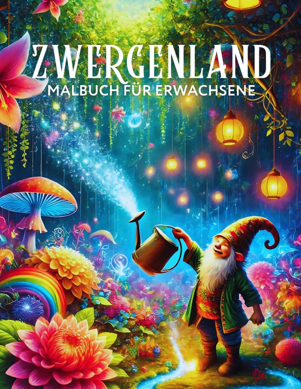 Zwergenland Malbuch für Erwachsene: Bezaubernde Designs von Fantasiegnomen, ihren magischen Häusern und Freunden für Achtsamkeit und Entspannung