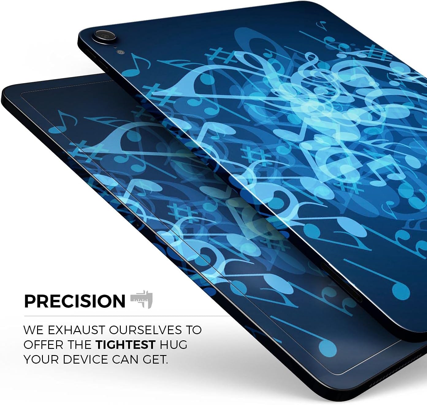 DesignSkinz - Glowing Blue Music Notes Full-Body Wrap Decal Protective Skin-Kit Compatible with Apple iPad 10.2” 7th gen (A2197/A2200) image 3