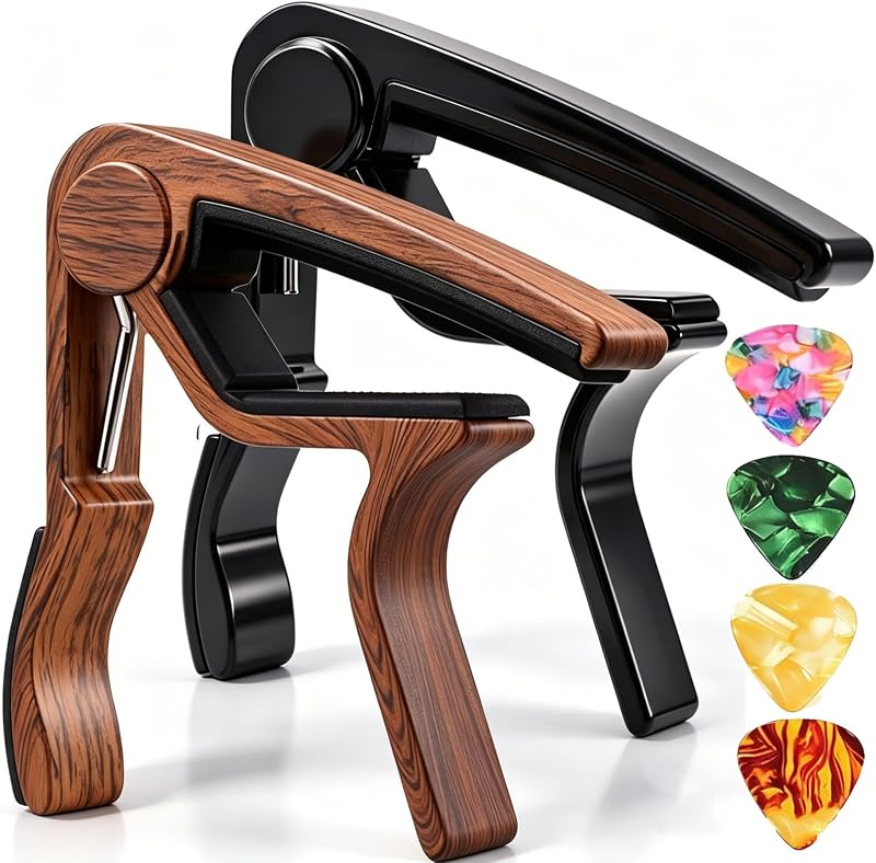 Cejilla para guitarra, paquete de 2 capo, abrazadera para guitarra, Kapo para bajo eléctrico acústico, ukelele