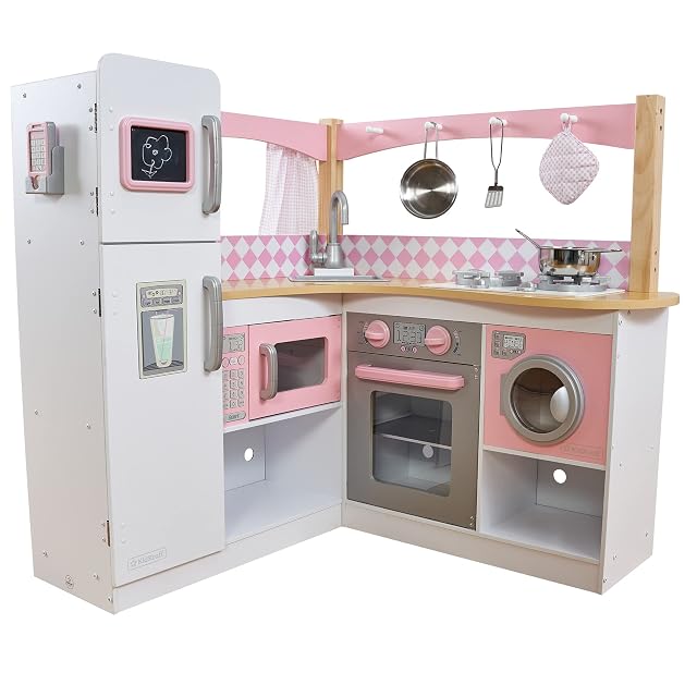 KidKraft Cocina de Juguete Grande Gourmet de Madera con teléfono de Juguete y Accesorios