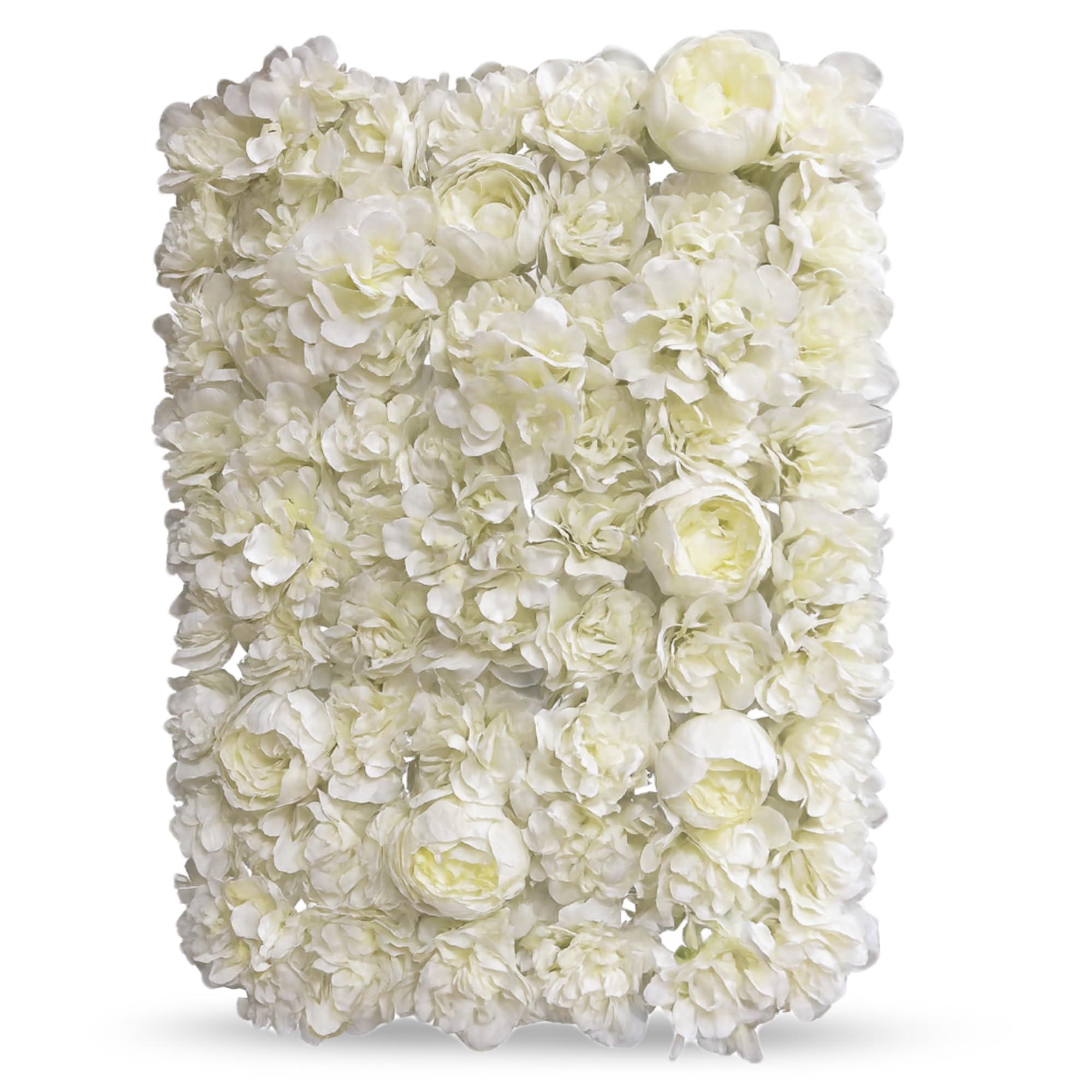 WedDecor 12pcs Artificial Flowers Panels Wall Décor Artificial Silk Flowers Romantic Floral Backdrop Wall Hedge Home Decoration Wedding Party Photo Background, White 2, 60 x 40cm