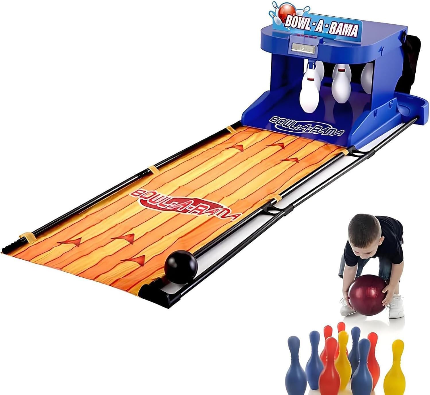 Electronic Bowling Alley Game for Indoor Fun, Parent-Child Interactive Scoring Game Machine, Automatic Ball Reset, Realistic Sound Effects & Lights, for Home, playrooms 2m/6ft