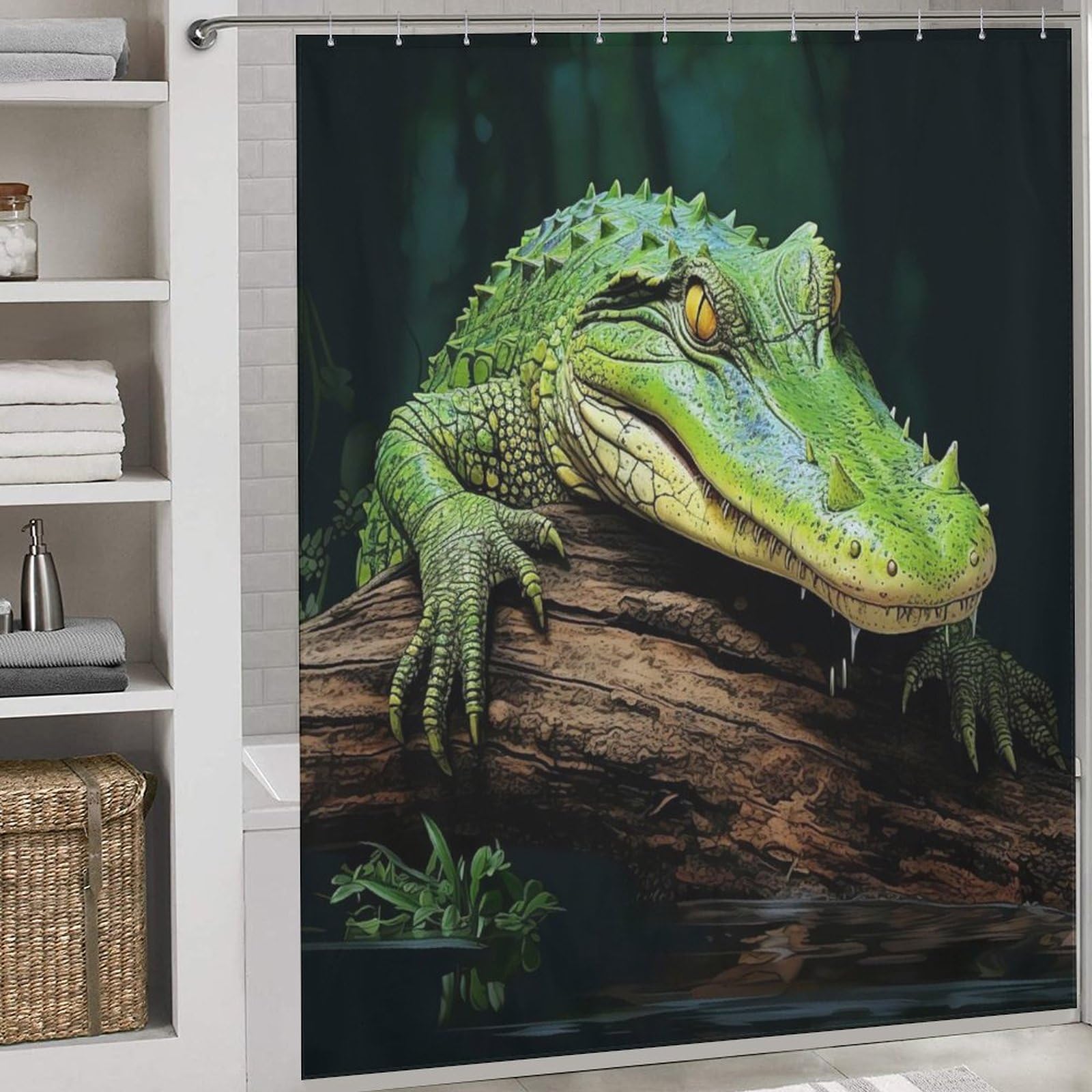 Rideau de douche imperméable crocodile 183x183cm pour salle de bain