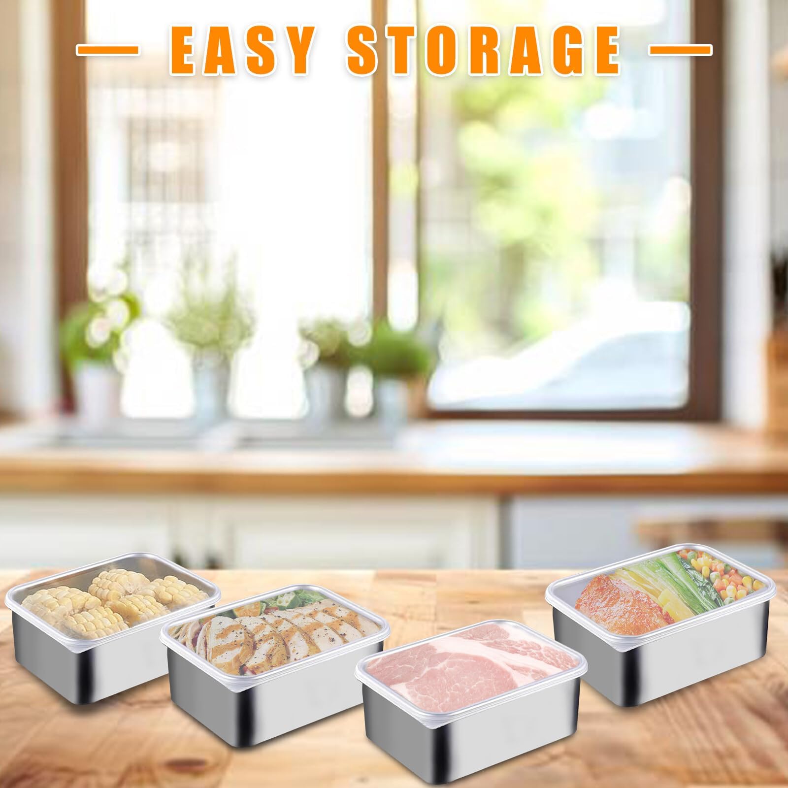 6 Contenitori Per Alimenti In Acciaio Inox Con Coperchi - Impilabili Per Snack E Lunch - Ideali Per Ufficio E Picnic
