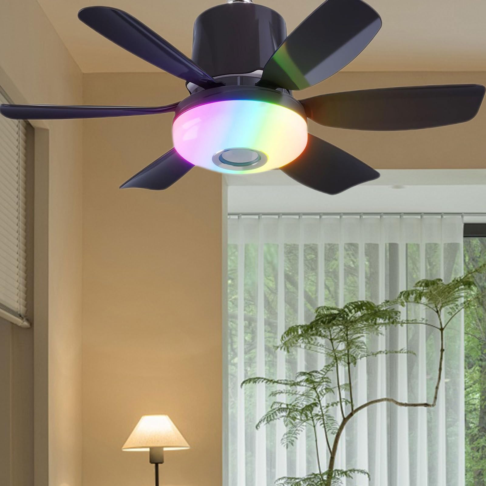 Ventilatore da Soffitto Moderno con Luce Con Altoparlante Musicale a | Lampada LED da Soffitto con Ventilatore per Casa, Dormitorio, Ufficio, Camera da