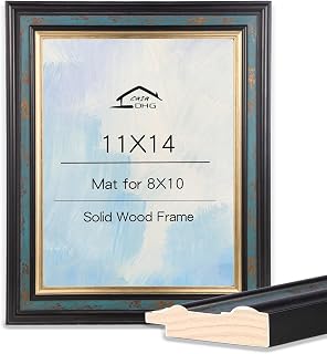 11x14 Vintage Picture Frame with Glass, Wooden Photo Frame, Retro Design 11 x 14 Vintage Frames for Home and Office, Home & Wedding Decor, Blue