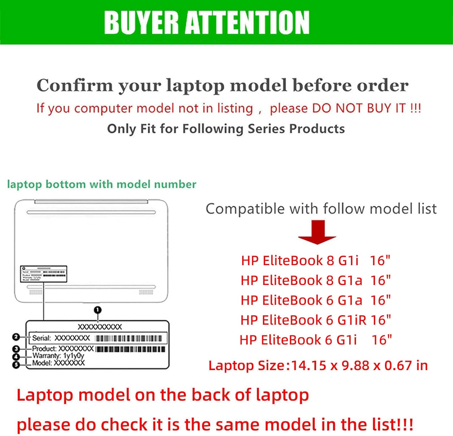 Laptop Cover Case for HP EliteBook 8 G1i/G1a &EliteBook 6 G1a/ G1i 16inch [not Compatible with Any Other Model] 2-in-1 PU Leather Detachable Notebook Sleeve (Black)