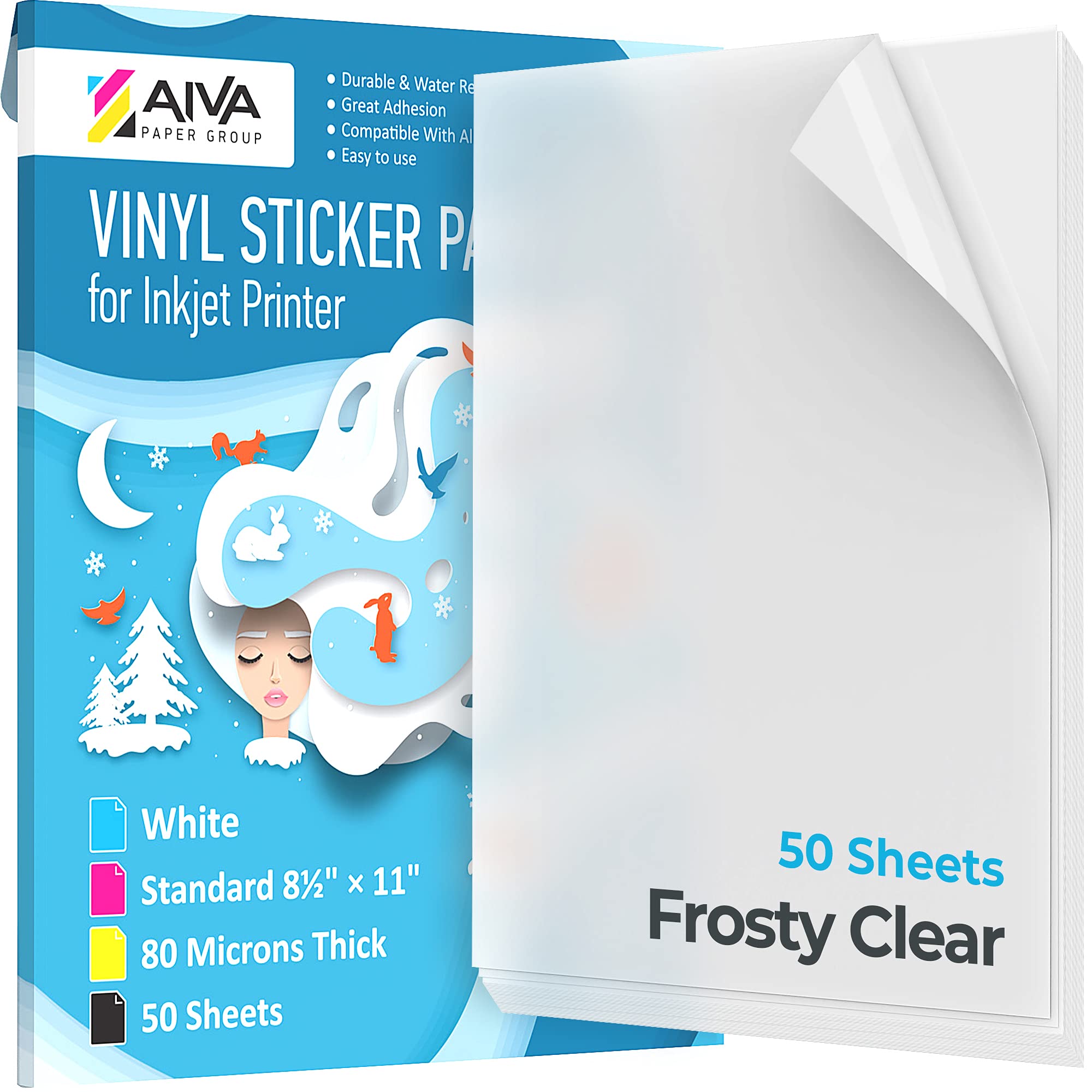 Buy Printable Vinyl Sticker Paper for Inkjet Printer Frosty Clear