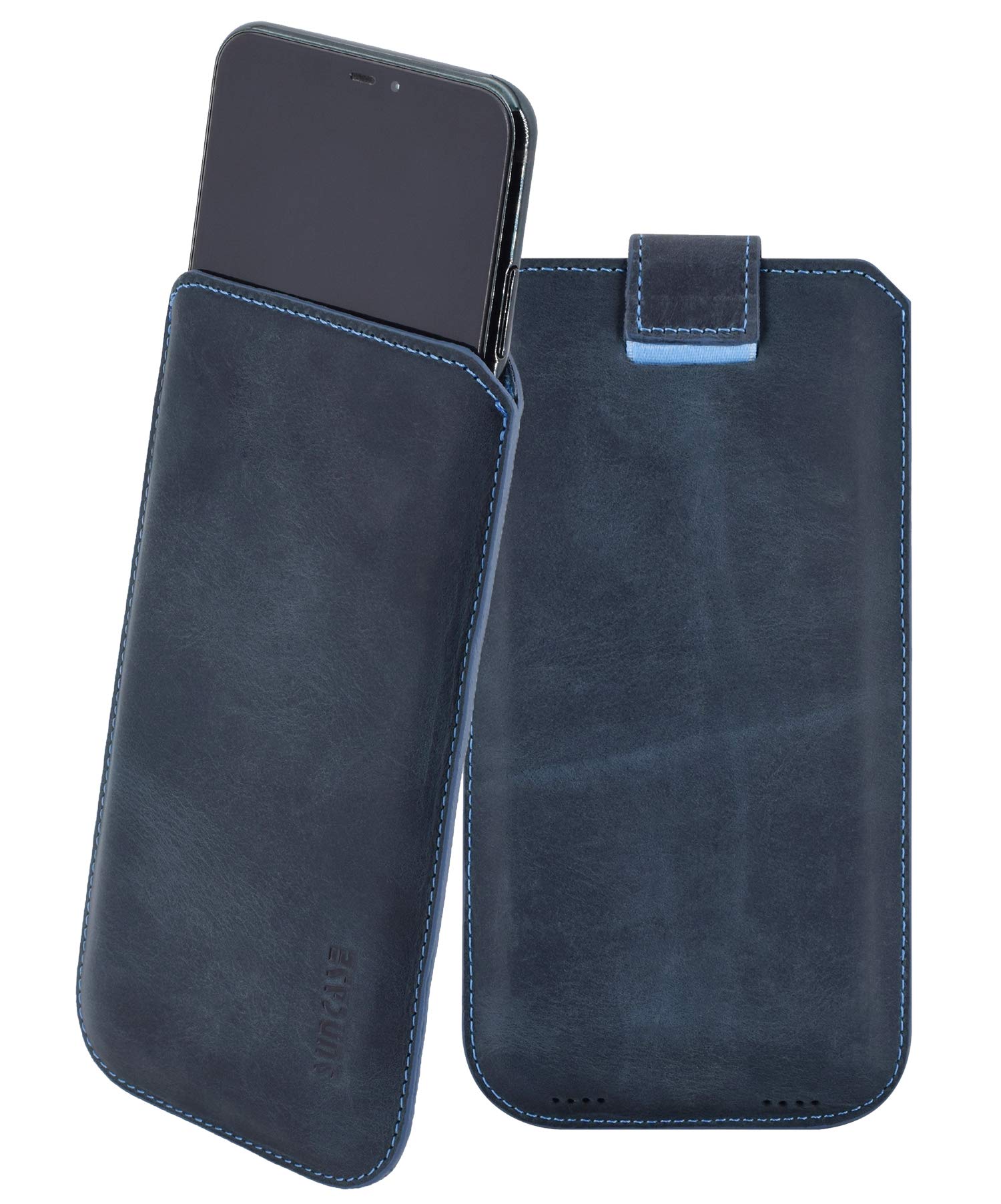 Suncase Borsa Vera Pelle Custodia Slim-Edition Compatibile Con Gigaset GS5 Senior Custodia (Con Rückzugsfunktion E Chiusura Magnetica) IN Vollnarbig-Weiss