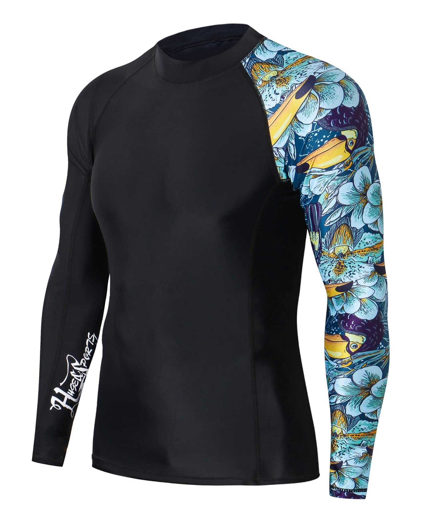 HUGE SPORTS Badeshirts für Männer UPF 50+ Schnelltrocknende Kompression Langarm Herren Rash Guard