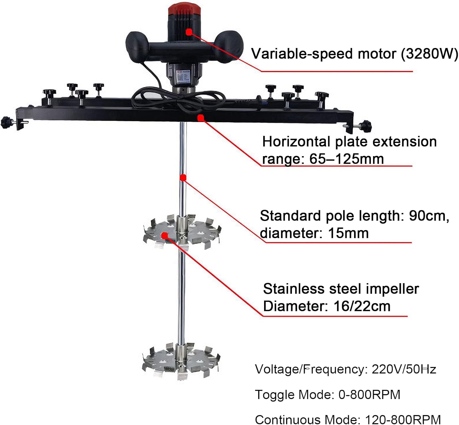Electric Tank Mixer IBC Agitator - Commercial Paint Stirring Machine for Efficient Mixing, Adjustable 0-800 RPM, Ideal for Ink Dissolver & Paint Mixing Equipment.